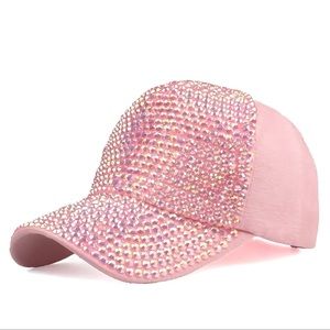 Pink Rhinestone Bling Cap